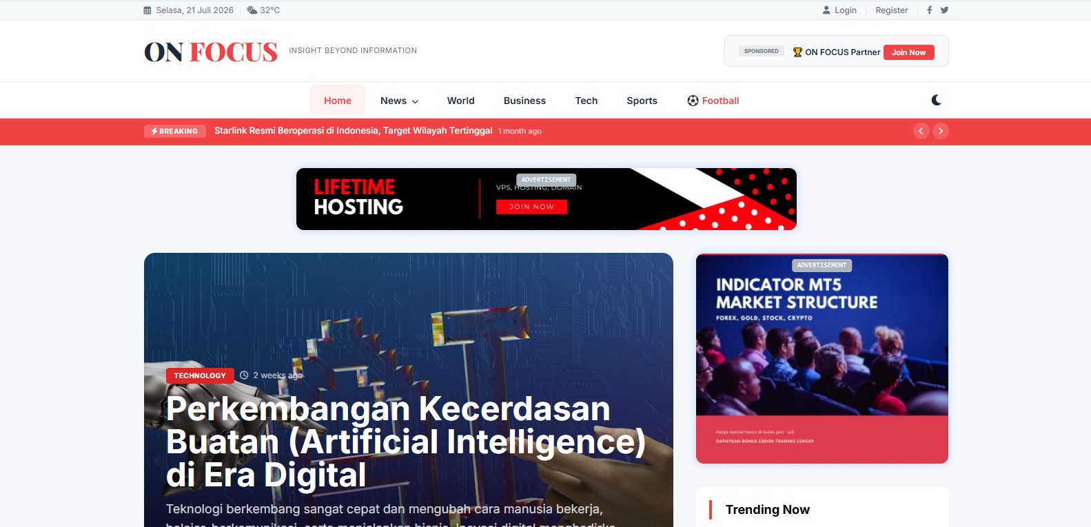Dijual: Proyek Portal Berita majalah online Siap Pakai
